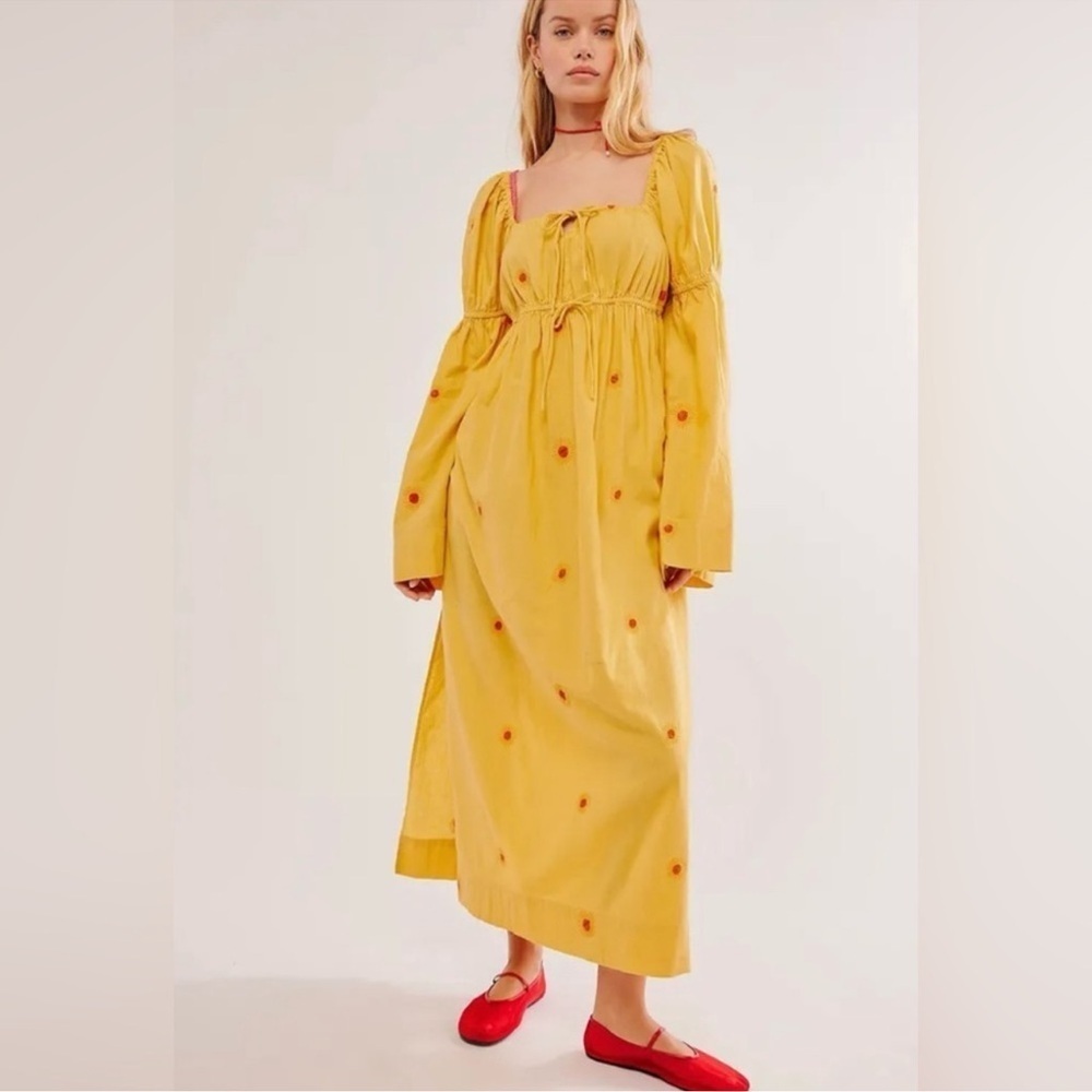 NWOT free people Emory Embroidered Midi Dress